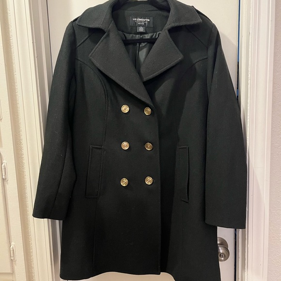 Dark Green Wool Pea Coat - Picture 1 of 2